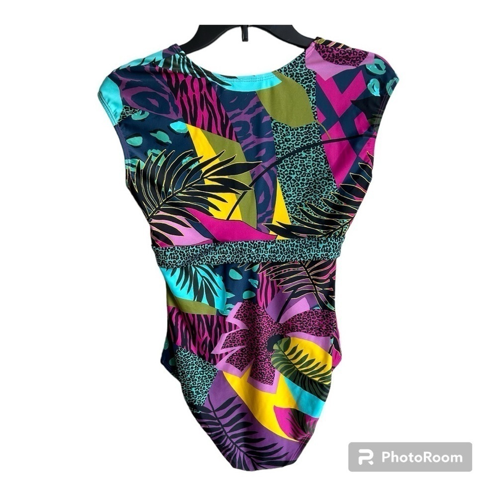 Bleu Rod Beattie jungle book floral cap sleeve one piece swimsuit 8 - Picture 2 of 9